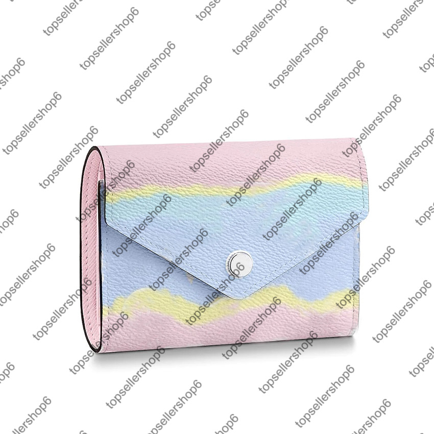 

M69113 M68842 M69112 ESCALE VICTORINE WALLET canvas real Cowhide-leather women men tie-dye cash card coin wallet purse bag, Not sell alone gift bag