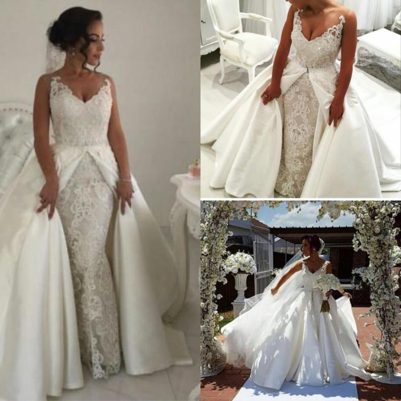 satin detachable wedding skirt