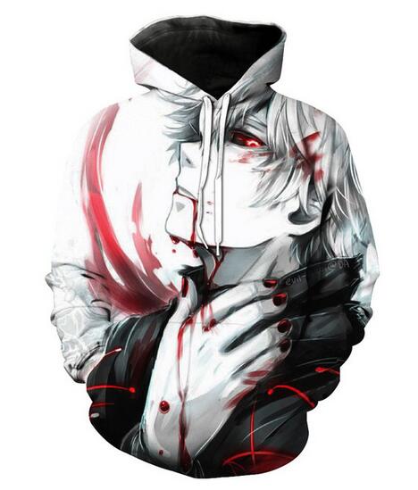 Nouveau mode Harajuku Style Casual 3D Impression Sweats à capuche Tokyo Ghoul Hommes / Femmes Automne et Hiver Sweat Hoodies BC098