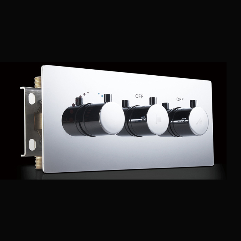 

Bathroom Accessories 2 3 Function Wall Mounted Hot and Cold Shower Valve Brass Chrome panel Shower Water Mixer Valve 3 4 round handle