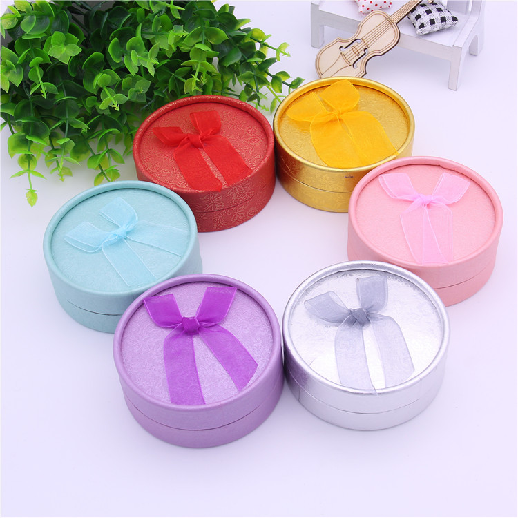 

DDisplay]8.3*3.5cm Round Jewelry Packing Box with Bow Birthday Gift Ring Case Earring Stud Jewelry Storage Box Festival Pendant Jewelry Box