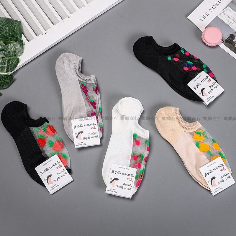 

Women Soft Sock Cartoon Ladies Fruit Printing Socks Cherry Colorful Woman Boat Casual Cotton Sox Girls Summer Trendy Skarpetki, Sss-1