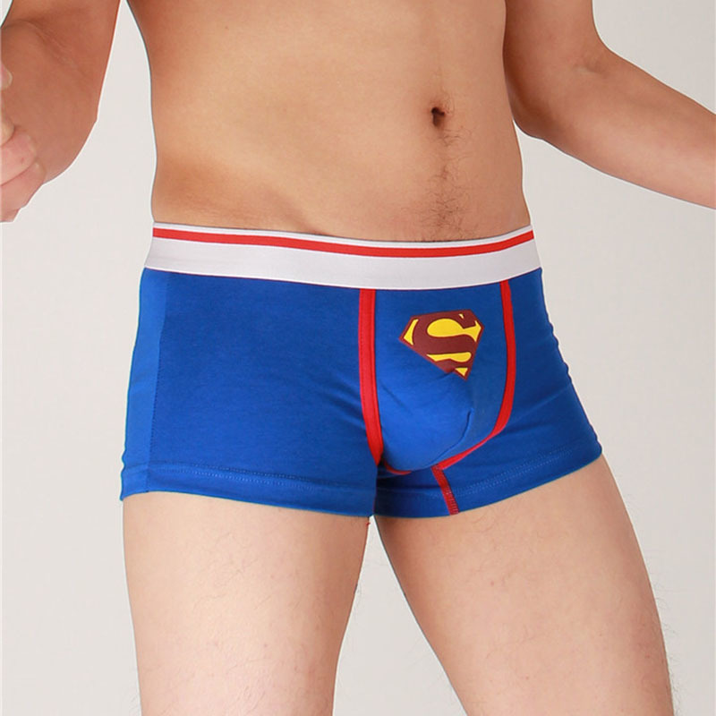 Cartoon Superman Boxers Low Waist Underpants Underwear Men Boxer red blue Cotton Calzoncillos Fashion Cuecas Shorts care Health