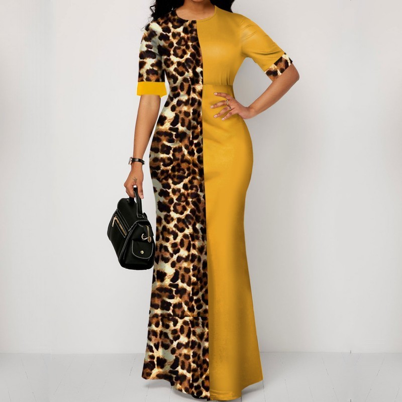

African Dress For Women 2020 Casual Plus Size Slim Patchwork Color Maxi Dresses Elegant Sexy Long Dress 5XL 4XL Africa Clothing