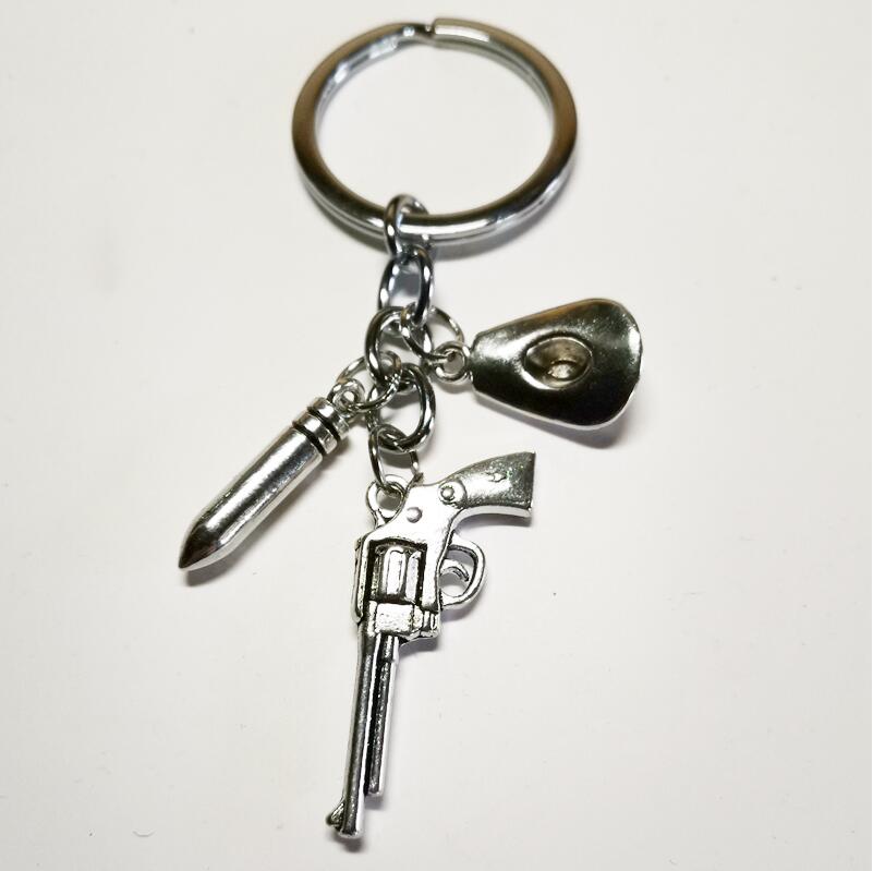 

New Western Cowboy cap Keychain Revolver bullet Pendant Cowboy Hat Key Ring Friendship Best Friend DIY Handmade Jewelry 355