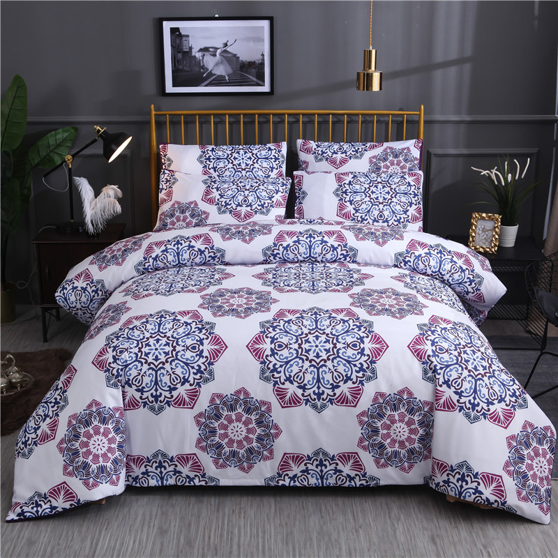 

Bohemian Bedding Sets Purple Black White Boho Circle Printed Duvet Cover Queen King Comforter Cover Bed Linen