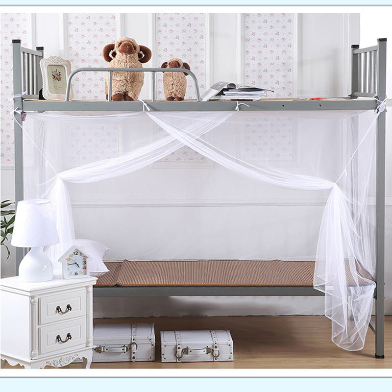 

Free Shipping Single Double King Super King Size White Insect Control Mosquito Net Four Corner Bed Canopy Student Dormitory