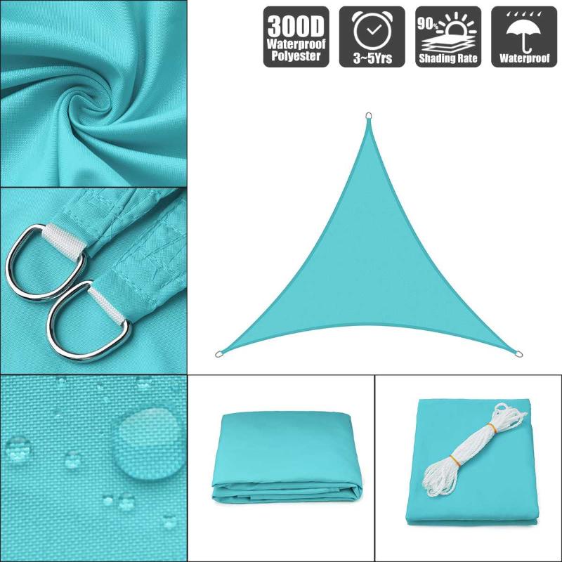 

.6x3.6x3.6 4x4x4 5x5x5 Sky Blue 300D 160GSM Polyester Oxford Fabric Shade Sail Sun Outdoor Regular Triangle, 3.6x3.6x3.6