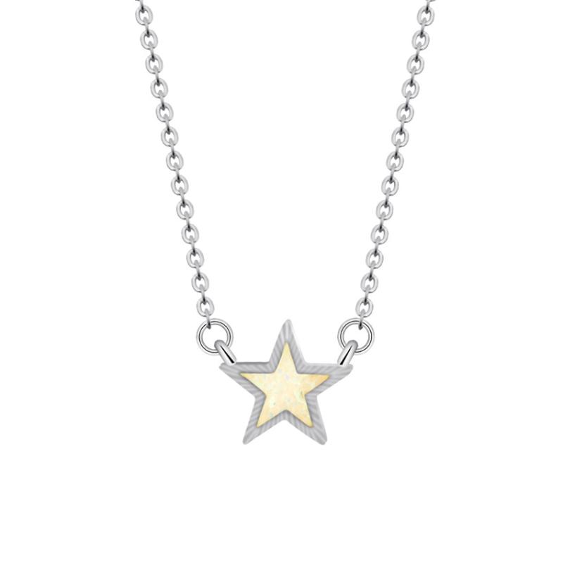 

Pendant Necklaces Classic Copper Link Chain Silver Chic Necklace Girls Birthday Accessories Women Boutique Lucky Star Shape Jewelry 10pc/l