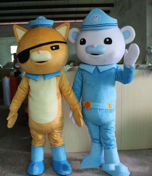 

2019 Factory sale hot lively Octonauts Movie Captain Barnacles & kwazii Polar Bear Police Mascot Costumes Adult Size Free Shipping, Blue