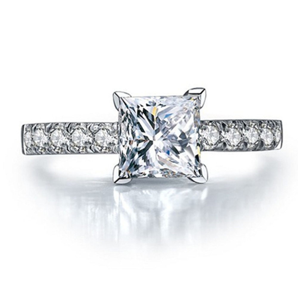 

6*6mm Test Real as Diamond Princess Ring 1Ct Synthetic Diamond Moissanite Ring Sterling Silver Engagement Jewelry Certificate