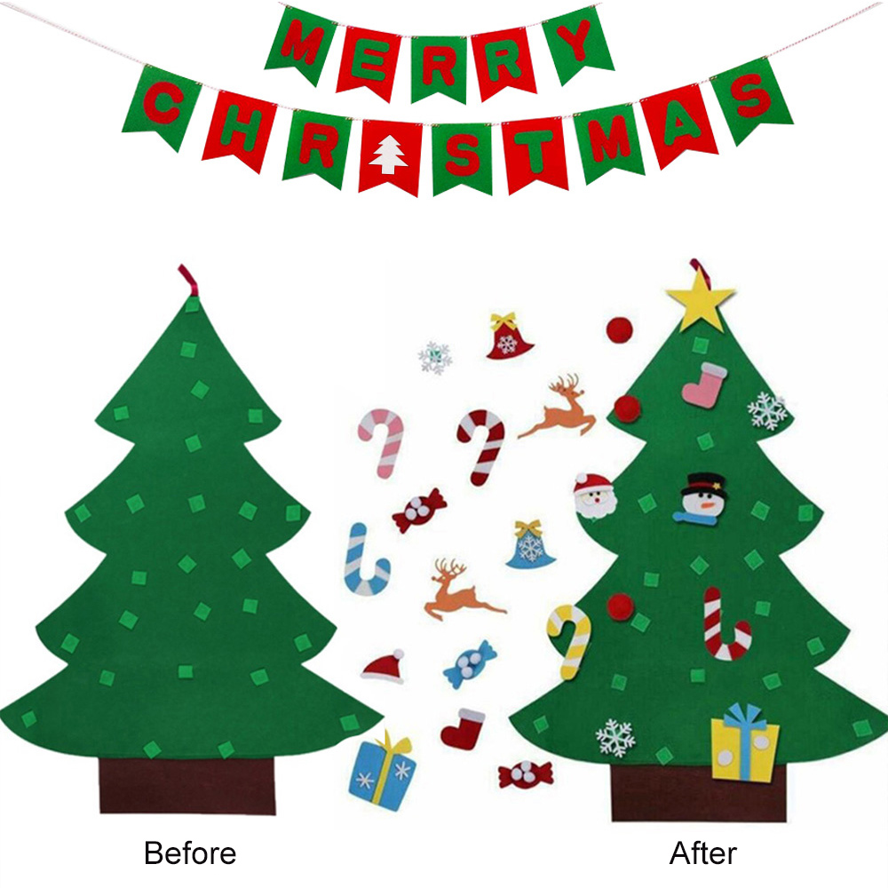 

Kids DIY Felt Christmas Tree with Ornaments Children Christmas Gifts for 2018 New Year Door Wall Hanging Xmas Decoration