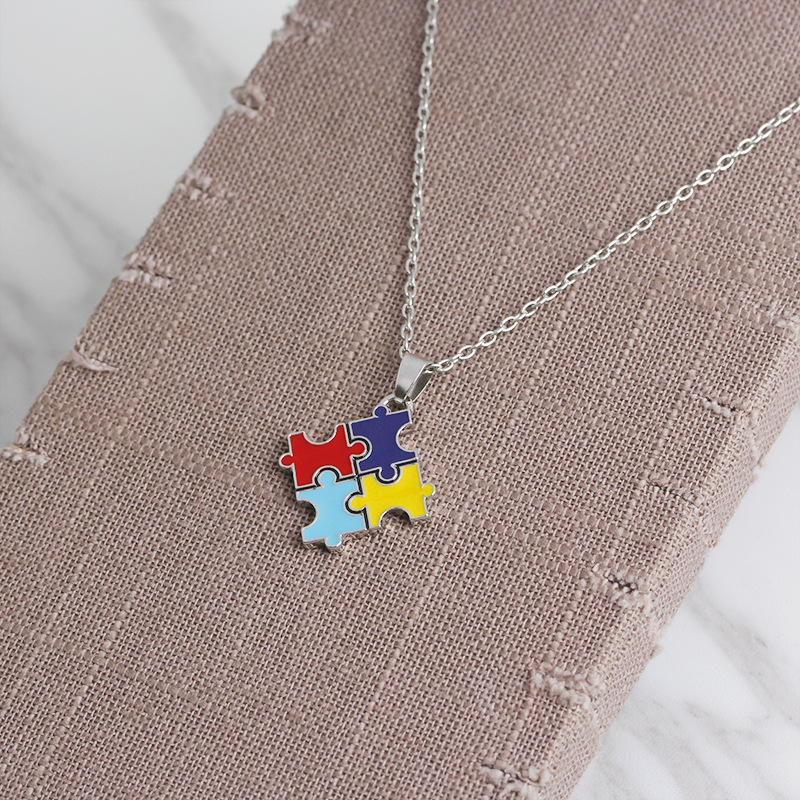 Autismo Conciencia Puzzle /& NATURAL CIANITA COLGANTE collar Damas regalo Reiki
