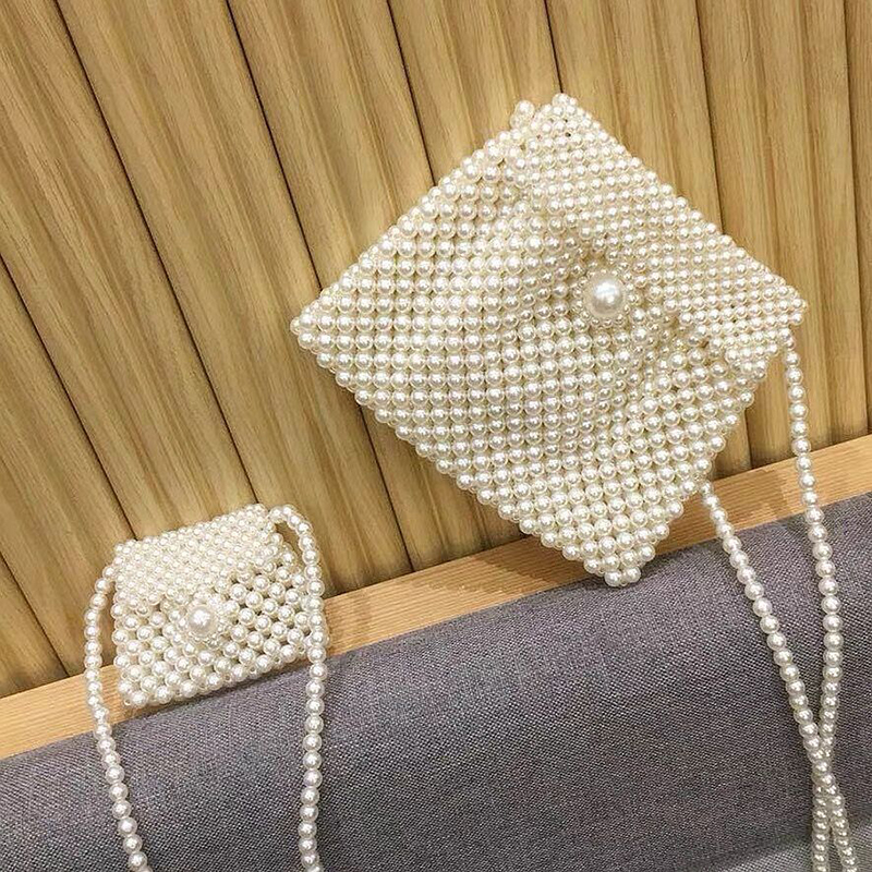 

Pink sugao designer shoulder bags women crossbody bag pearl handmade bag shell bag red retro mini hand-woven bags beaded bags BHP