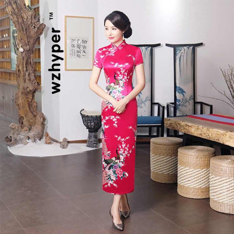 

New Chinese Traditional Costumes Women Tight Bodycon Dress Cheongsam Tang Suit Dragon&Phoenix Print Split Dress Sexy Kimono