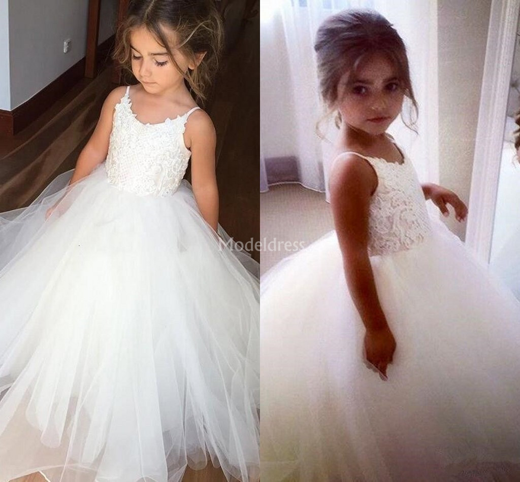 

2019 Lace Lovely New Flower Girls Dresses Jewel Neck Appliques Tulle Girl First Communion Dress Holy Cheap Child Party Brithday Gown Vestido, Grape