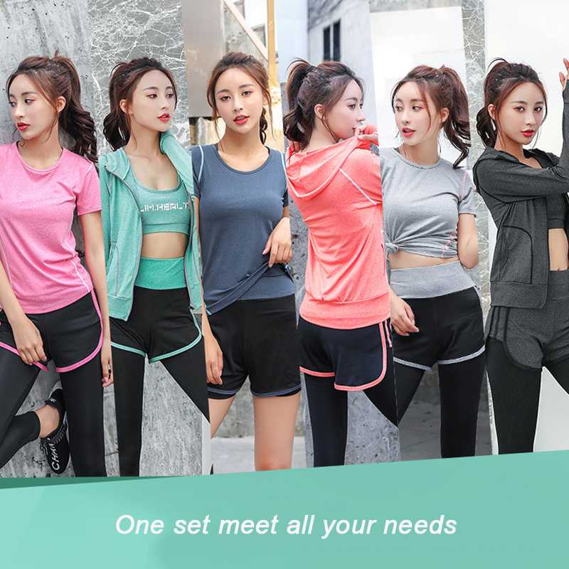 

Women' tracksuit women Sportswear Suit sports yoga set gym set running 2 pieces running Tshirt sport bra fitness leggings, Blue 2pcs long