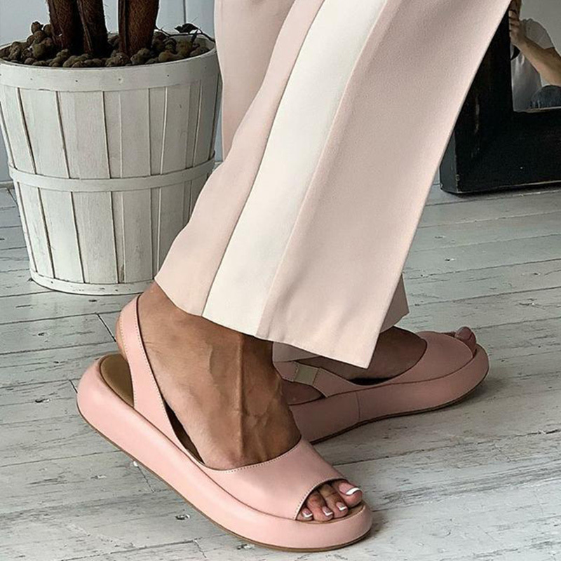 

MCCKLE Women Sandals Candy Color Peep Toe Summer Rome Slip-On Woman Slides Slingbacks Casual Female Flats Platform Shoes Fashion CX200613, Blue