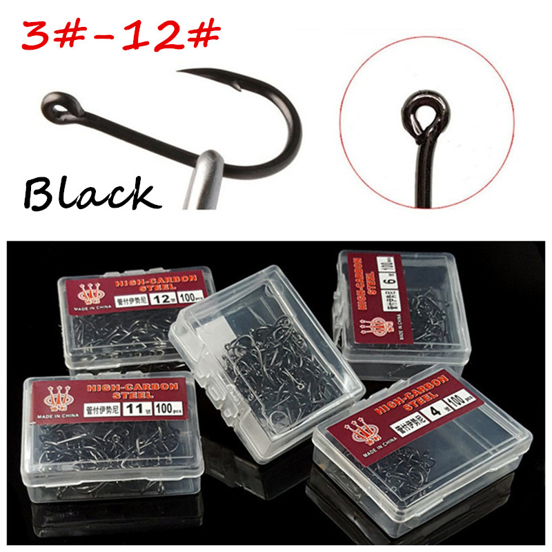 

1000pcs/10box 10 Sizes Mixed 3#-12# Ise Hook High Carbon Steel Black Fishing Hooks BL_48