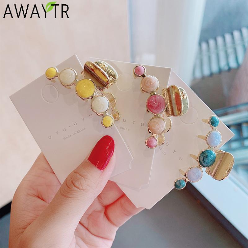 

AWAYTR New Women Alloy Small Hair Hair Holder Crab Clips Headband Retro Barrettes Hairpins Fashion Girls Accessories