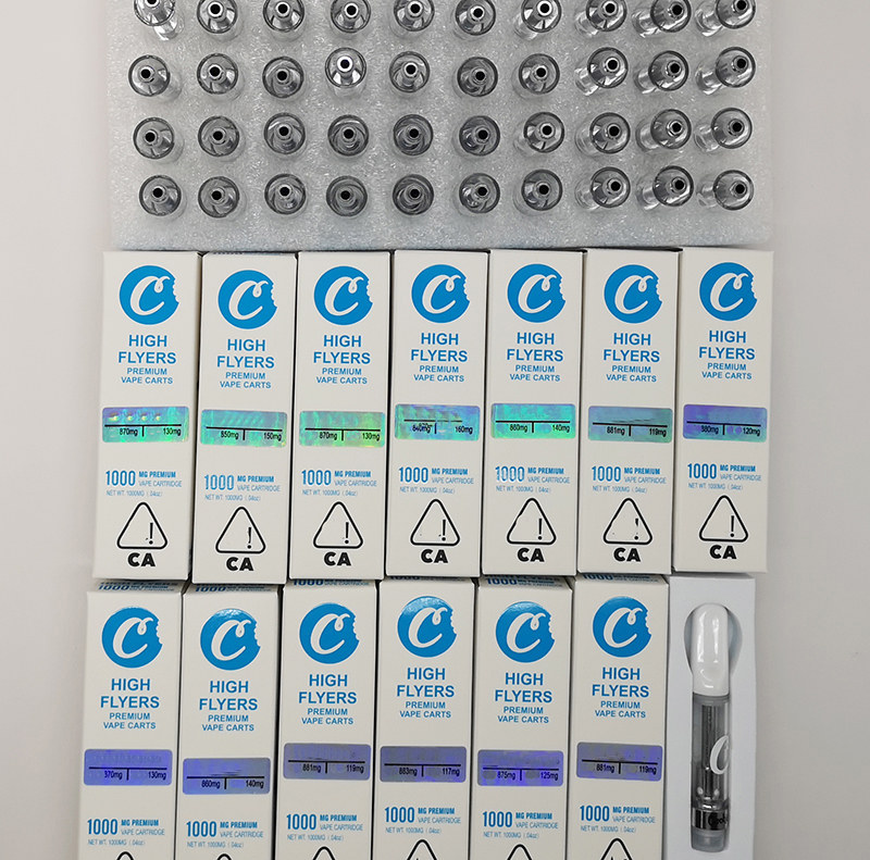 

Cookies Cartridge 0.8ml 1.0ml 510 Ceramic Cartridges Packaging Atomizer Glass High Flyers Premium Empty Vape Pens E cigarette disposable