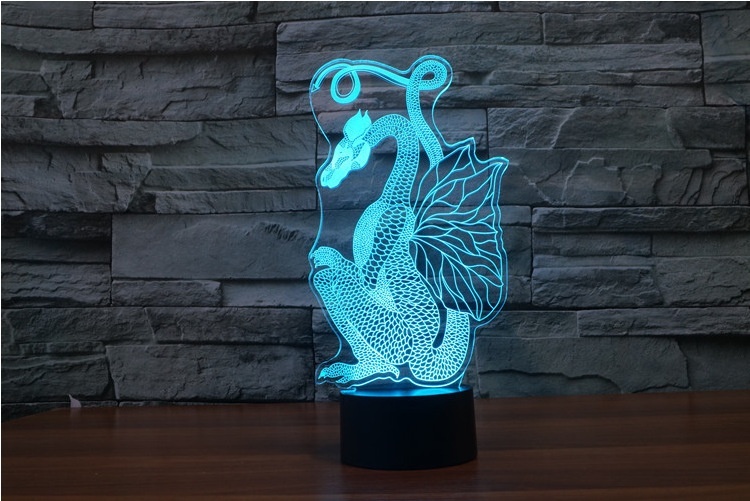 

Dragon creative LED table lamp bedside lamp 3 d touch switch atmosphere night light 7 colour touch illusion lamp