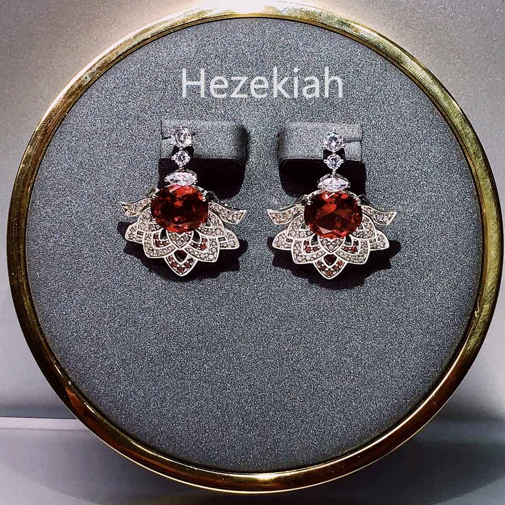 

Hezekiah S925 Sterling silver Flower earrings high quality Aristocratic temperament ladies earrings Prom party earrings, Golden