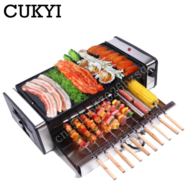 

CUKYI Electric Grills & Electric Griddles Multifunctional Double Layers NO smoke BBQ Grill