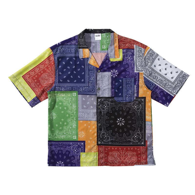 

Harajuku Oversize Colorful Cashew Pattern Hawaii Shirts Men and Women Short Sleeve Loose Casual Shirts Lapel Streetwear Top Tees, Pic color