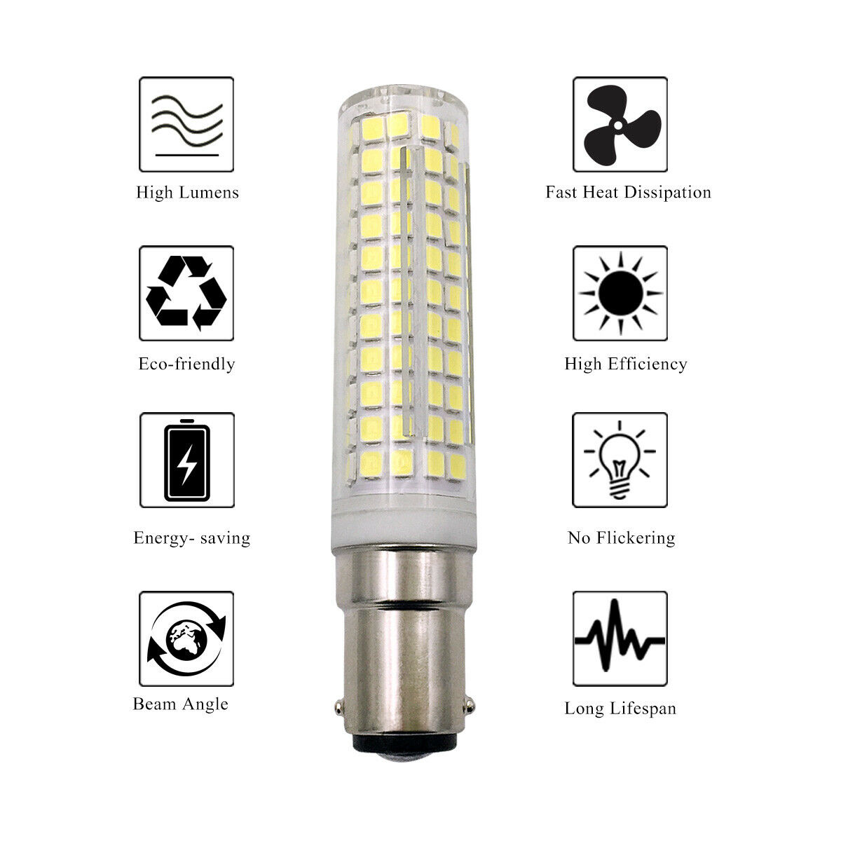 2021 BA15D 1142 Base 136 2835 LED Bulb Ceramics Light Lamp 110V/220V Equivalent 100W/10W