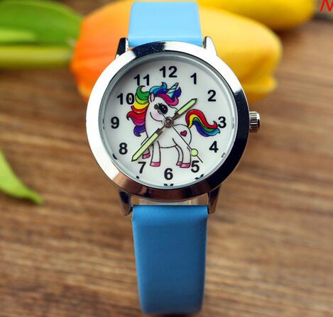 

New Cartoon Watch Children Fashion Cute Unicorn Girl Boy Child Quartz Clock Student Sport kids Watches Baby Wristwatches Gift, Leave a message about color