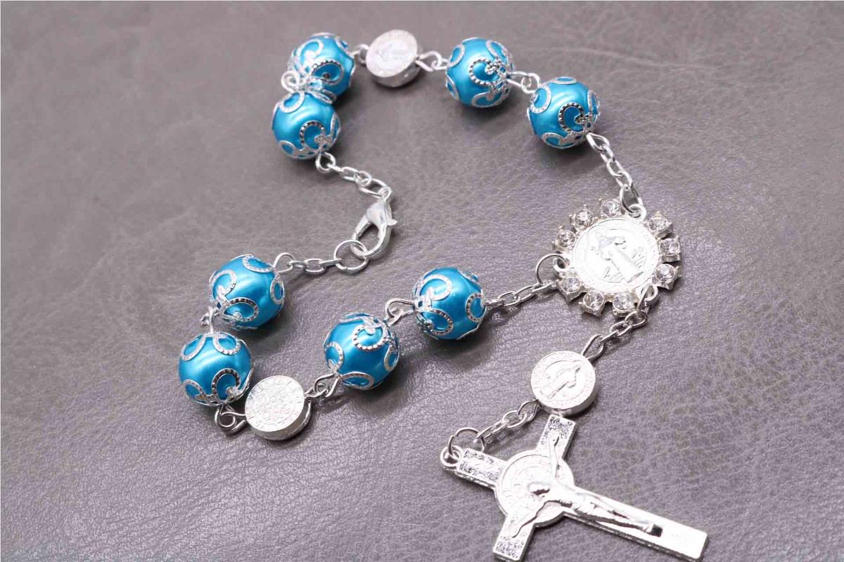

TZK 1CM Rosary Center Mercy Mary Holy Heart Divine Mercy Jesus Religious Center Gift