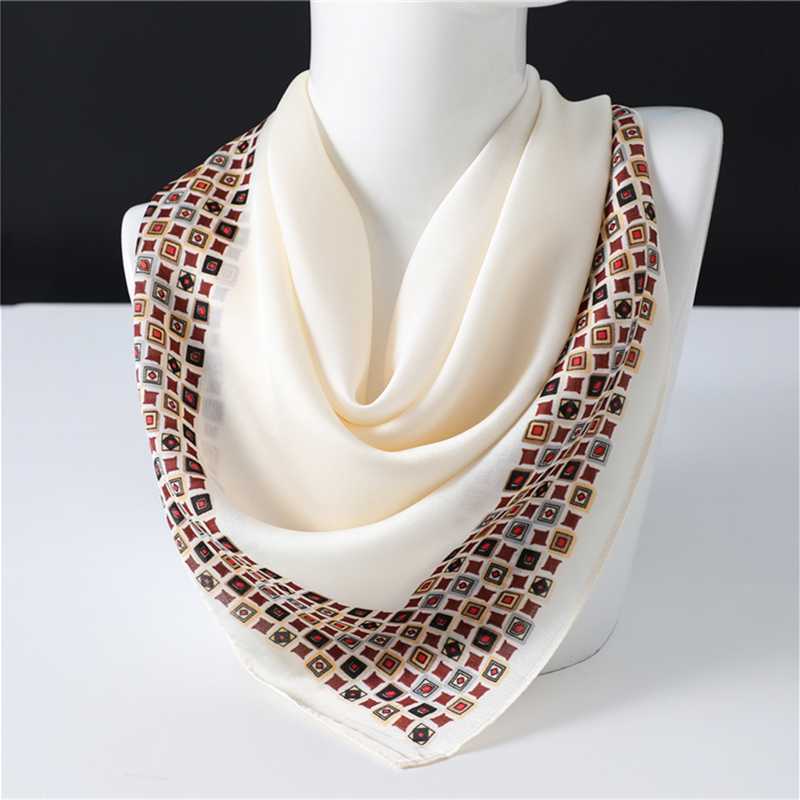 

Print Office Neck Scarf for Women Silk Square Shawls Lady Wraps Solid Foulard Small Bandana Hair Band