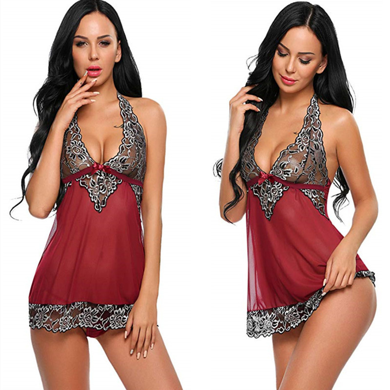 

Womens Lingerie Plus Size V-Neck Sexy Underwear Summer Sleeveless Lacy Night Dress Sexy Nightwear Lingerie Plus Size Camisole, Black