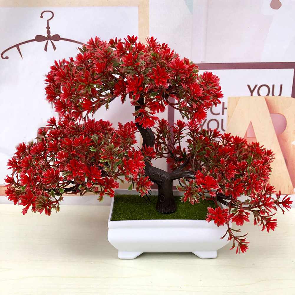 LKXHarleya Artificial Tree Flowers Trigeminal Potted Bonsai Indoor Plant Wedding Festival Decor