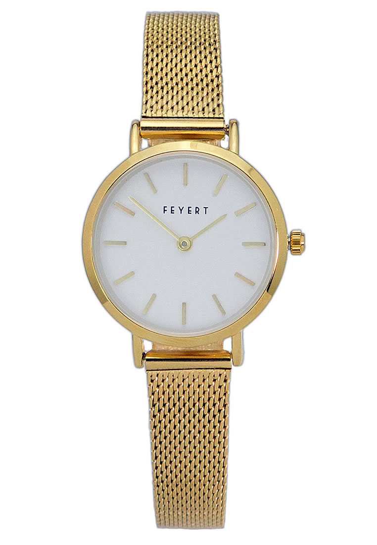 

FEYERT Trendy Women's Office Lady Fashion Gold Case Stainless Steel Mesh Chain Strap Wrist Watch FE-0001, Slivery;brown
