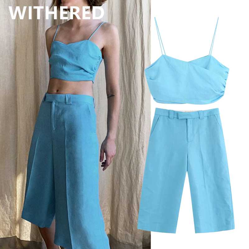 

Withered england style simple fashion high waist retro linen harem suits shorts women loose short feminino women short, Top