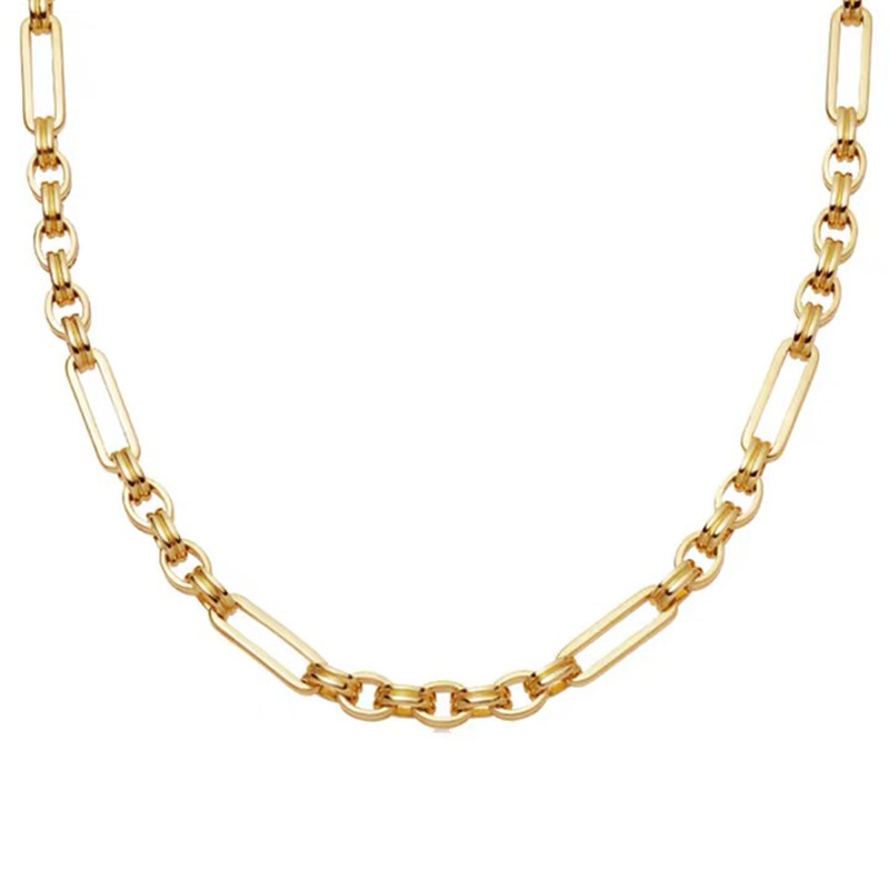 

2020 fashion necklace copper gold necklace jewelry Europe and America ins all metal cool wind interlocking clavicle chain hip hop jewelry, Silver