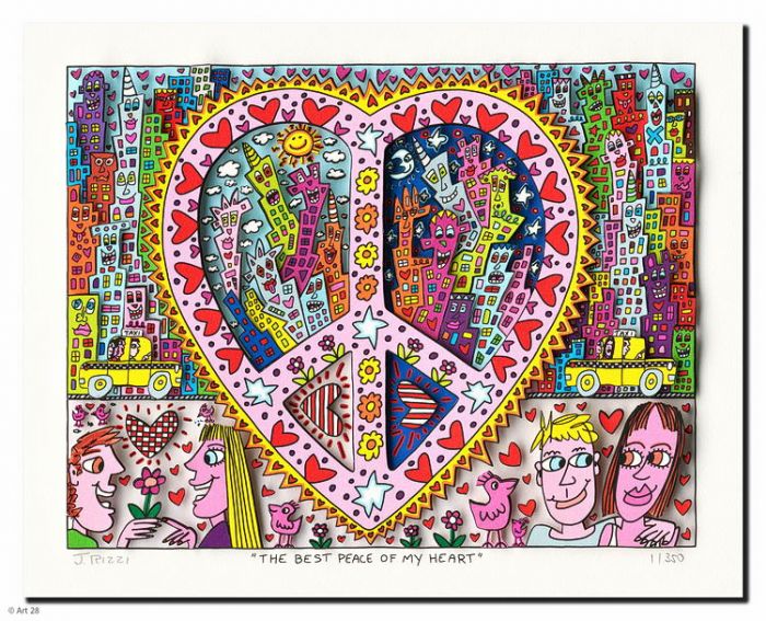 

James Rizzi - THE BEST PEACE OF MY HEART Home Decor Handpainted Oil Painting On Canvas Wall Art Canvas Pictures 191224