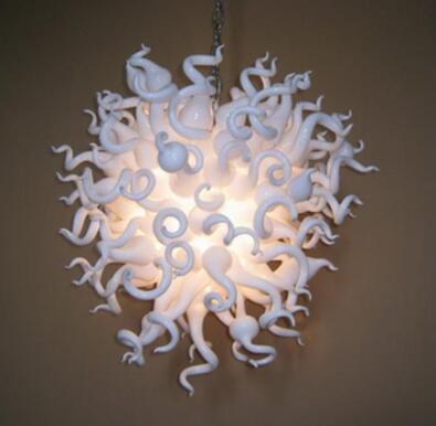 

Modern Art White Blown Chandelier Pendant Antique Murano Glass Crystal Chandeliers with LED Bulbs
