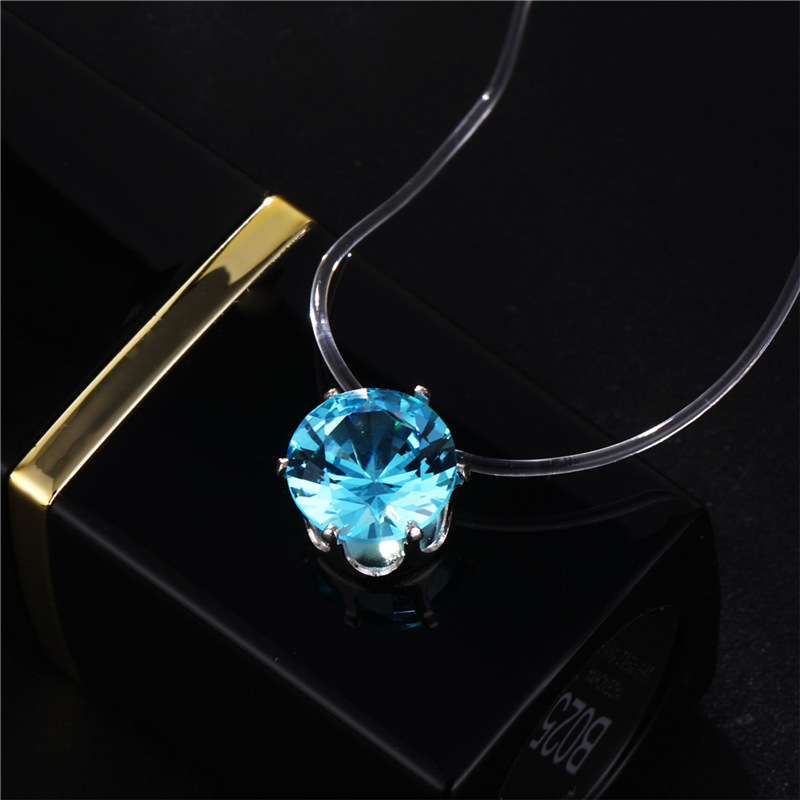 

Pendant Necklaces Trendy Multicolor Mermaid Tear Necklace Chokers Clavicle Invisible Transparent Fishing Line Women