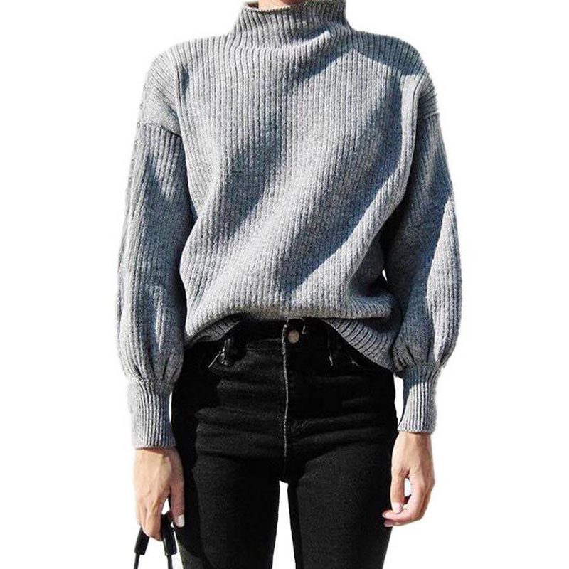 

2020 Autumn Winter Turtleneck Women Loose Turtle Neck Women Long Sleeve Sweater Pullover Knitted Sweater Knitwear, Black