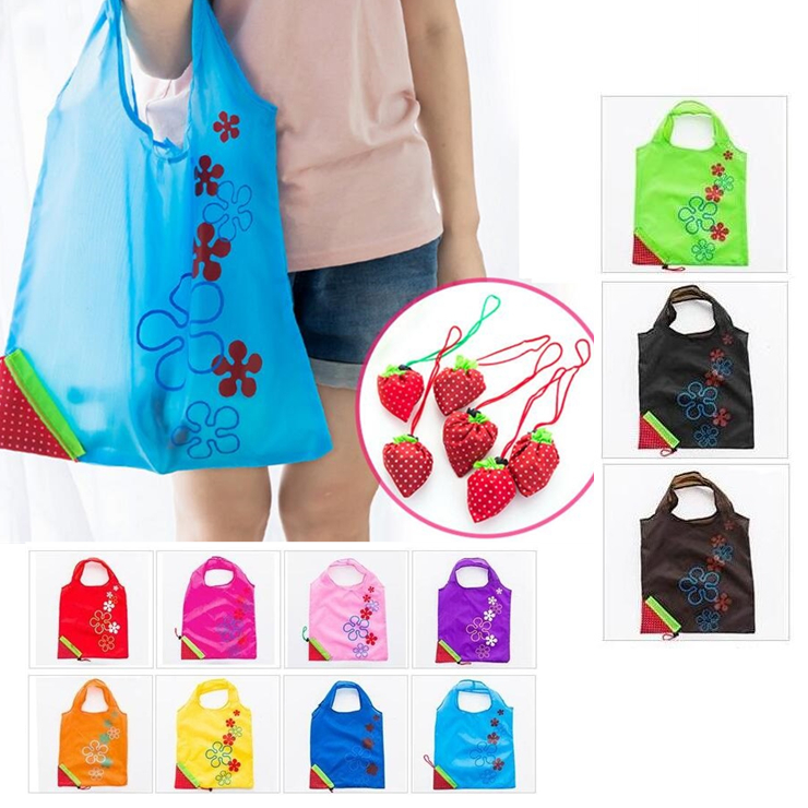 

Reusable Portable Shopping Grocery Bag Large Size Folding Strawberry Shopper Tote Home Storage Bags Convenient Pouch