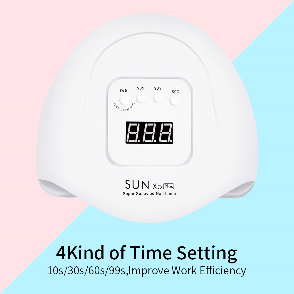 

SUN X5 Plus 80W UV LED Nail Lamp Nail Dryer Infrared Sensor 36 Beads LCD Display Curing All Gels Painless Mode Manicure Tools, White