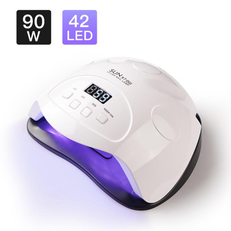 

SUNX7 Plus 42 Lamp Bead Nail Dryer 90W Manicure Gel Nail Polish Grill LED Induction Baking Phototherapy Machine LCD Display, Pink