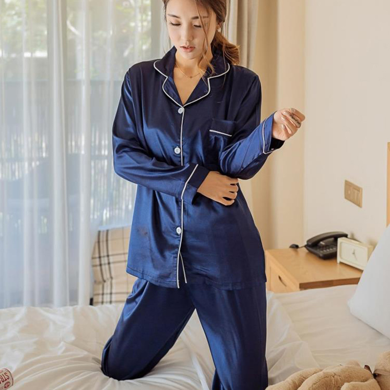 Uomini Pigiama Cinese Raso Taglie Forti Camicia a maniche lunghe pants pantaloni Sleepwear