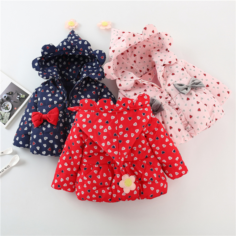 

Baby Girls Winter Snow Wear Coats Long Sleeve Hooded Zipper Outerwear Cotton Down Parkas Tops for Newborn Girls Coat
