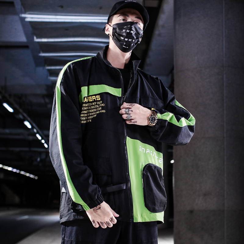 

Cargo Jacket Men Streetwear Hip Hop Fashion Multiple Pockets Chaquetas Hombre Casual Harajuku Contrast Color Splic Outwear Coats, Gt502-green