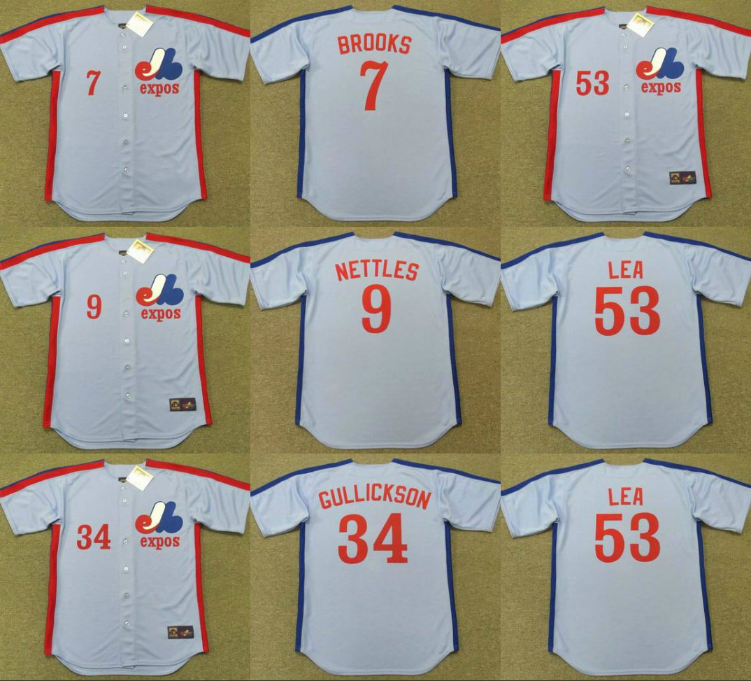 

Montreal Expos 51 RANDY JOHNSON 3 RODNEY SCOTT 6 RUSTY STAUB 7 HUBIE BROOKS 16 TERRY FRANCONA 34 BILL GULLICKSON baseball jersey stitched 01, Black