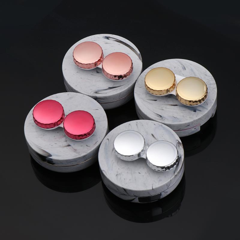 

1Pc Hot Cute Marble Stripe Contact Lens Case Travel Glasses Lenses Box For Unisex Eyes Care Kit Holder Container Support Gift